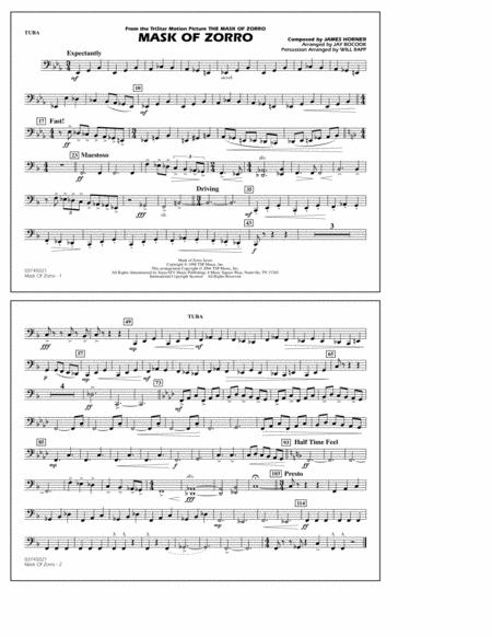 Free Sheet Music Mask Of Zorro Arr Jay Bocook Tuba