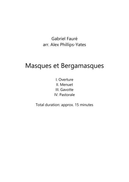 Masques Et Bergamasques By Gabriel Faur Wind Decet Double Quintet Sheet Music