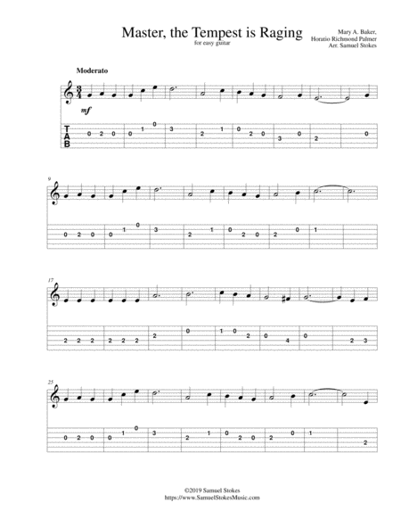 Master The Tempest Is Raging Peace Be Still For Easy Guitar With Tab Sheet Music