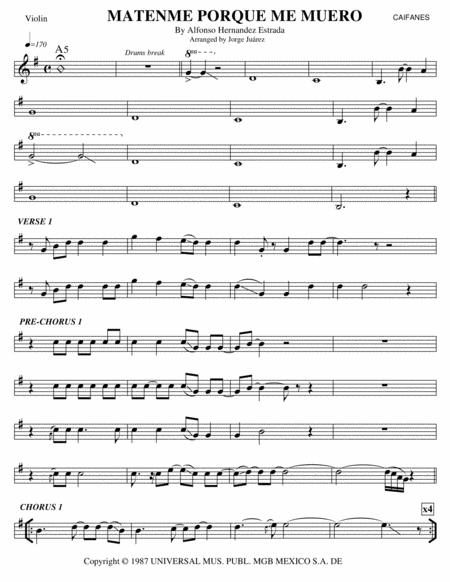 Matenme Por Que Me Muero Violin Sheet Music