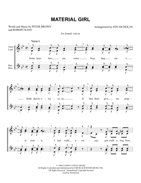 Free Sheet Music Material Girl