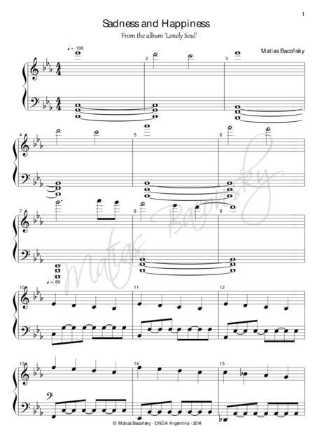 Matias Bacosky Sadness And Happiness Sheet Music