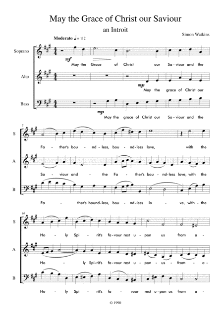 Free Sheet Music May The Grace Of Christ Our Saviour