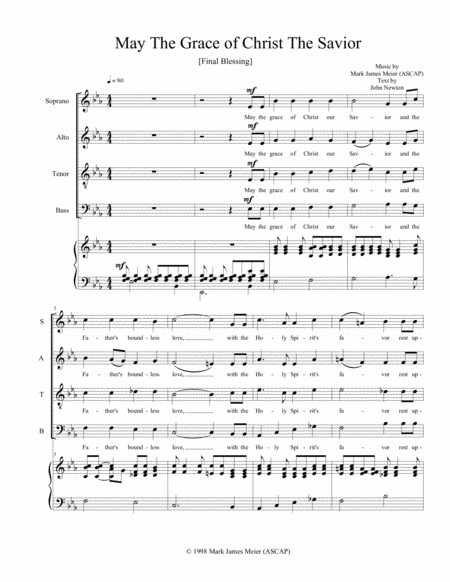 Free Sheet Music May The Grace Of Christ The Savior