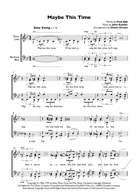 Maybe This Time Sheet Music