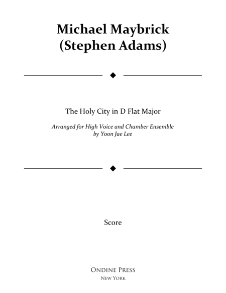 Maybrick Adams Arr Lee The Holy City For High Voice And Chamber Ensemble In D Flat Major Full Score Sheet Music