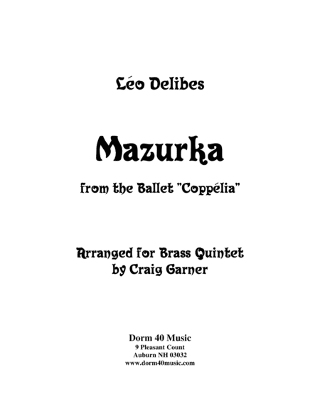 Free Sheet Music Mazurka From The Ballet Coppelia