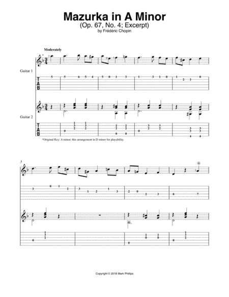 Free Sheet Music Mazurka In A Minor Op 67 No 4