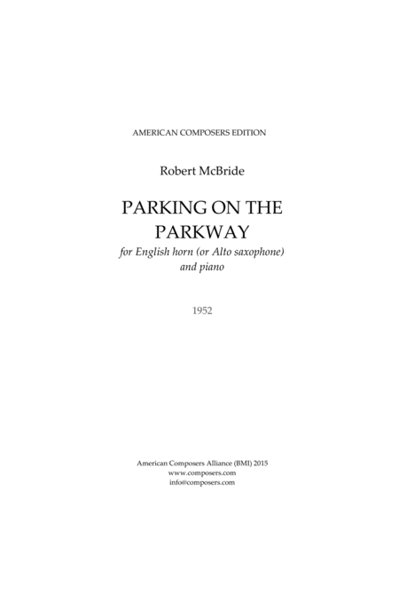 Mcbride Parking On The Parkway Sheet Music