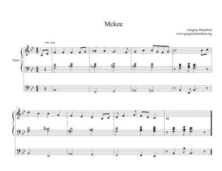 Mckee Hymn Tune Alternate Harmonization For Organ Sheet Music