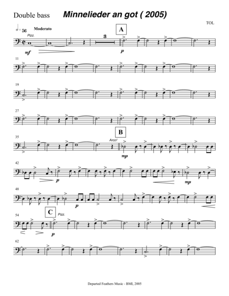 Free Sheet Music Mechthild Von Magdeburg Minnelieder An Got 2005 For Chorus Harp And String Quintet Double Bass Part