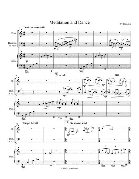 Meditation And Dance For Flute Bassoon Or Cello And Piano Sheet Music