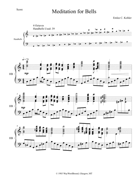 Free Sheet Music Meditation For Bells