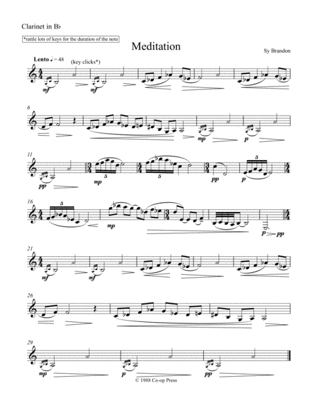 Free Sheet Music Meditation For Clarinet