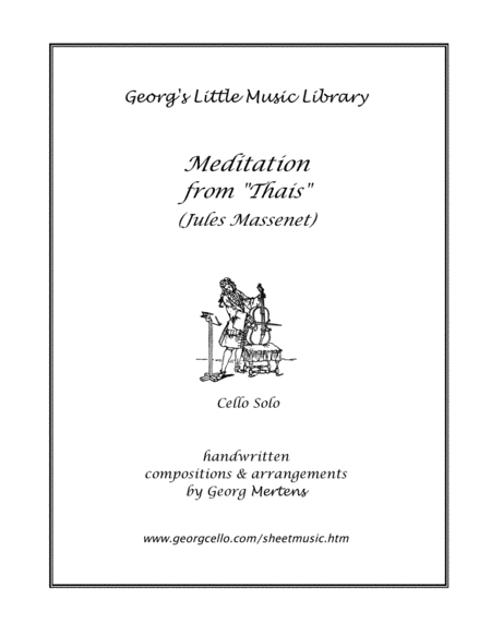 Meditation From Thais For Cello Solo Sheet Music