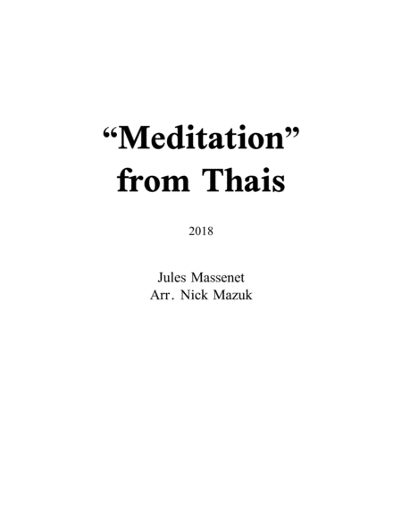 Meditation From Thais Trombone Solo With Accompaniment Sheet Music