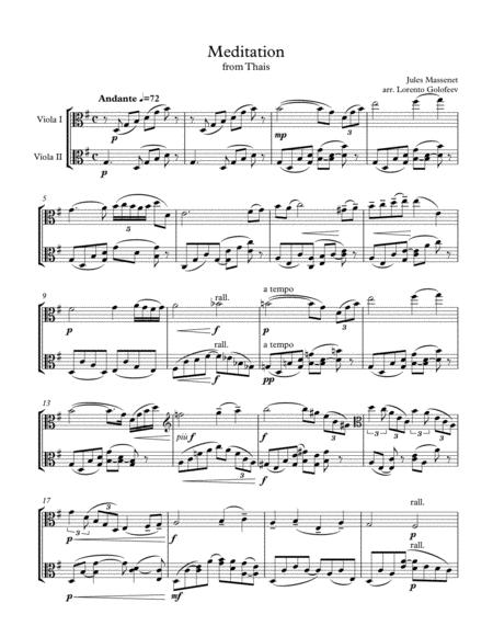 Meditation From Thais Viola Duo Sheet Music