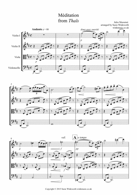 Free Sheet Music Meditation From Thais