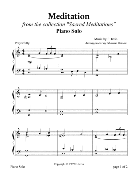 Free Sheet Music Meditation Piano Solo
