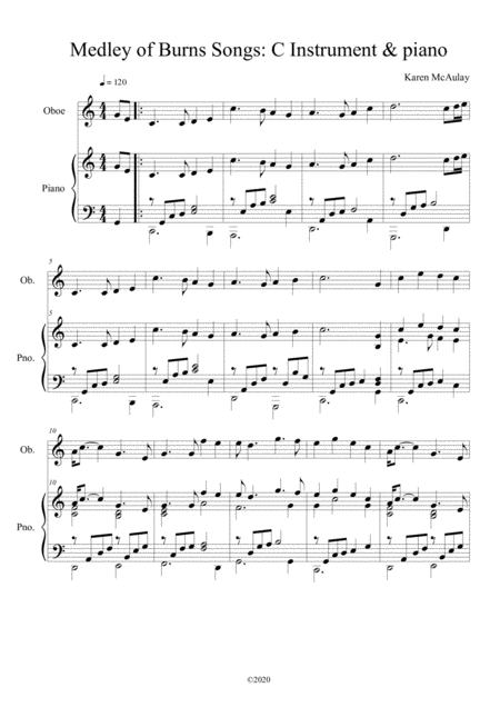 Medley Of Burns Songs For C Instrument And Piano Sheet Music