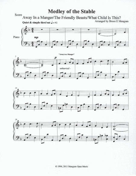 Medley Of The Stable Medley Sheet Music
