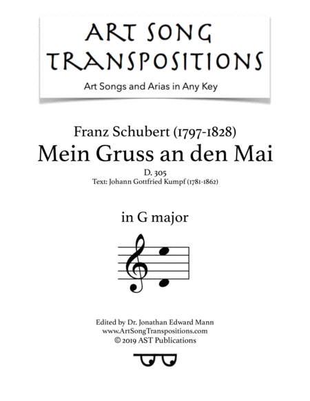 Free Sheet Music Mein Gruss An Den Mai D 305 G Major