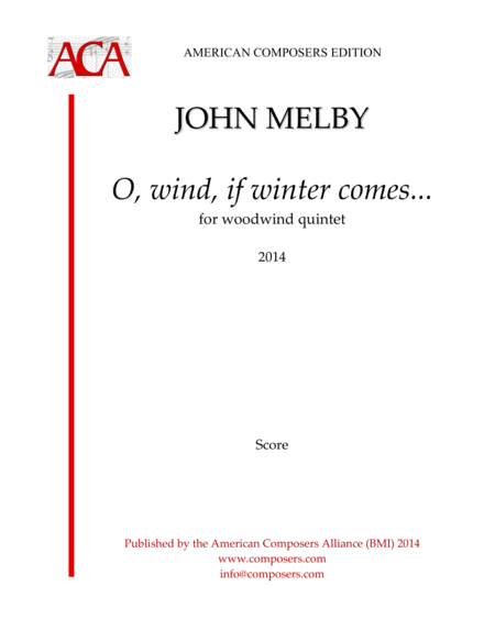 Melby O Wind If Winter Comes Sheet Music