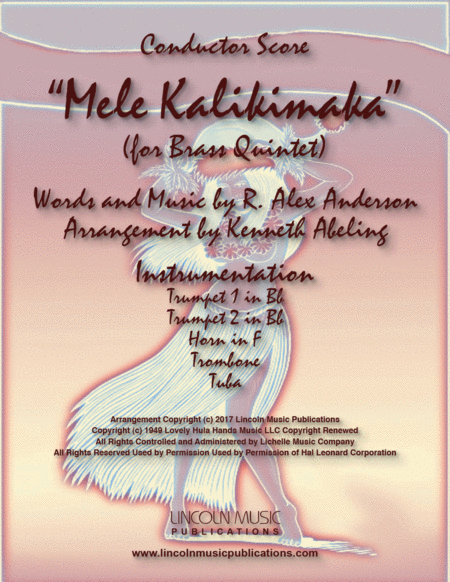 Free Sheet Music Mele Kalikimaka For Brass Quintet