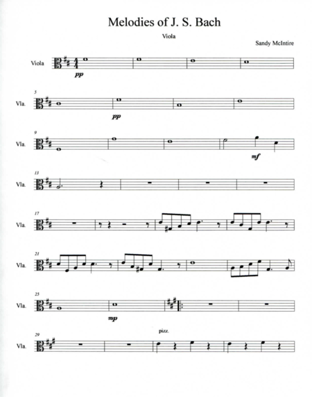 Free Sheet Music Melodies Of Js Bach Viola Part