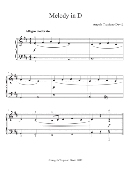 Free Sheet Music Melody In D