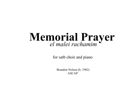 Free Sheet Music Memorial Prayer