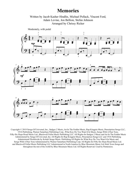 Free Sheet Music Memories Intermediate Piano