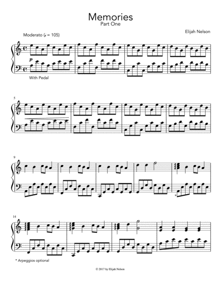 Memories Part 1 Sheet Music