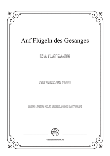 Free Sheet Music Mendelssohn Auf Flgeln Des Gesanges In A Flat Major For Voice And Piano