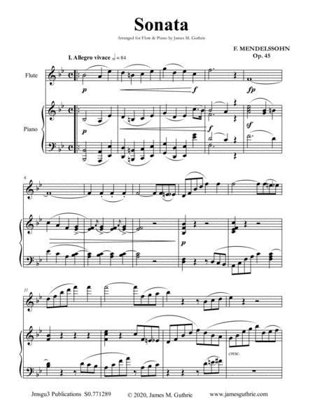 Mendelssohn Sonata Op 45 For Flute Piano Sheet Music