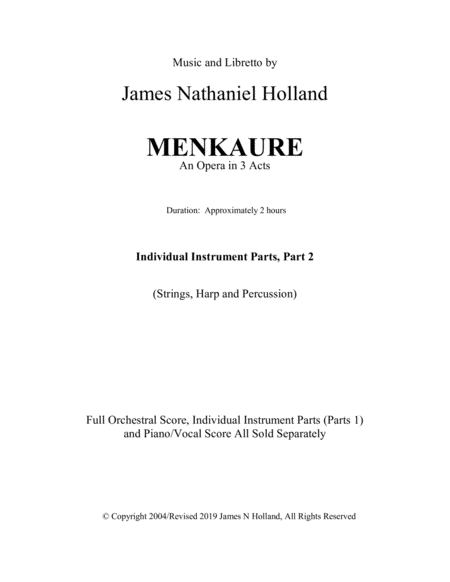 Free Sheet Music Menkaure An Opera In Three Acts Individual Instrument Parts Strings Harp Percussion Part 2