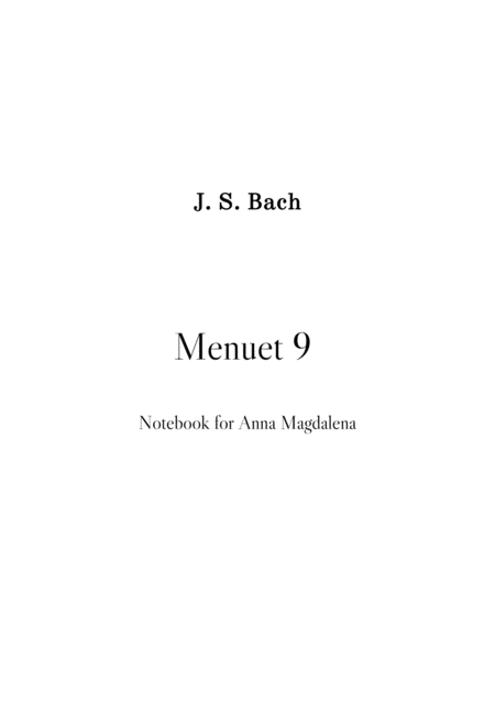 Free Sheet Music Menuet 9 Notebook For Anna Magdalena