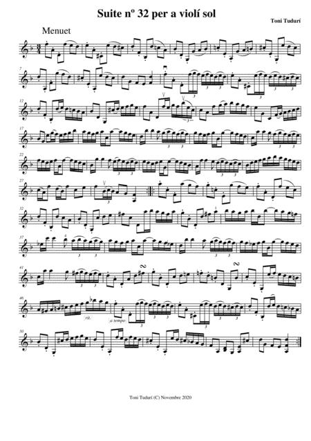 Free Sheet Music Menuet For Violin Solo Baroque Suite N 32