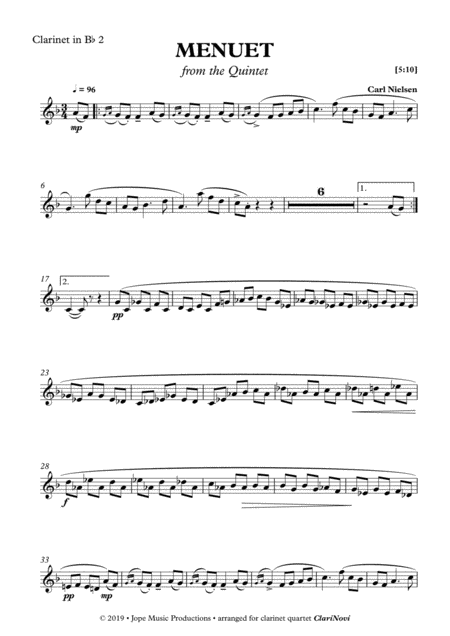 Menuet From Quintet Carl Nielsen Sheet Music