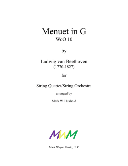 Free Sheet Music Menuet In G Woo 10