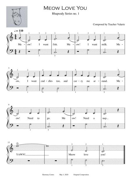 Free Sheet Music Meow Love You Rhapsody Series No 1 C Position Easy Piano