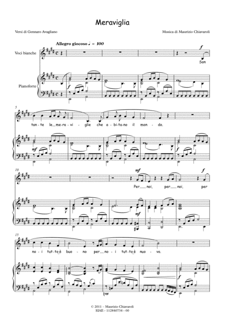 Free Sheet Music Meraviglia