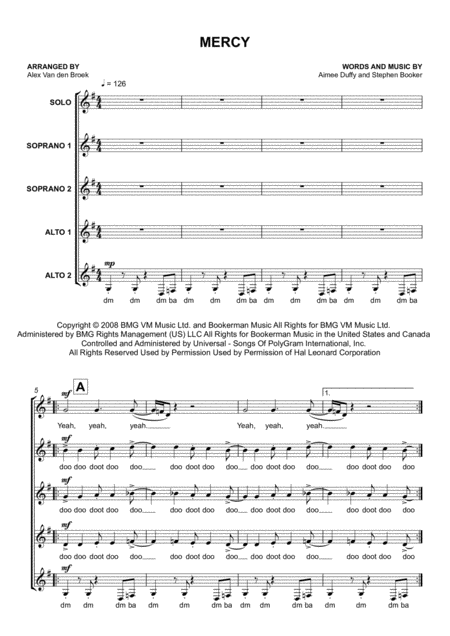 Free Sheet Music Mercy Ssaa