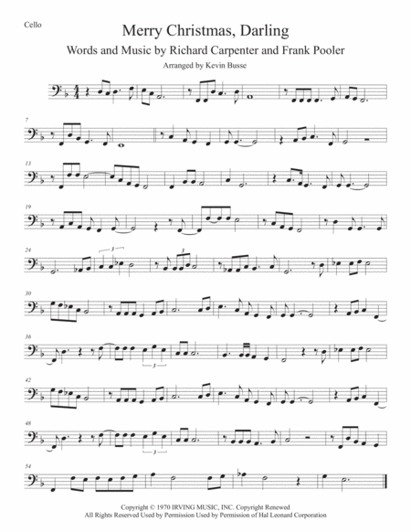 Merry Christmas Darling Cello Sheet Music