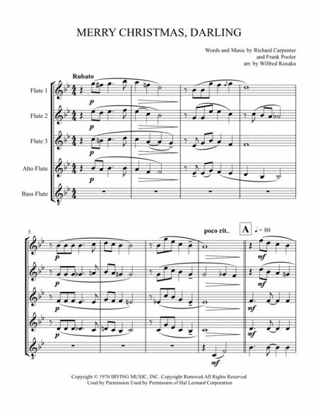 Free Sheet Music Merry Christmas Darling For Flute Ensemble