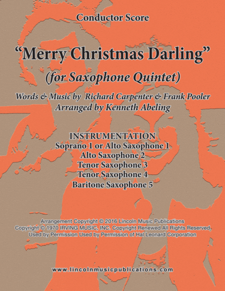 Free Sheet Music Merry Christmas Darling For Saxophone Quintet Sattb Or Aattb