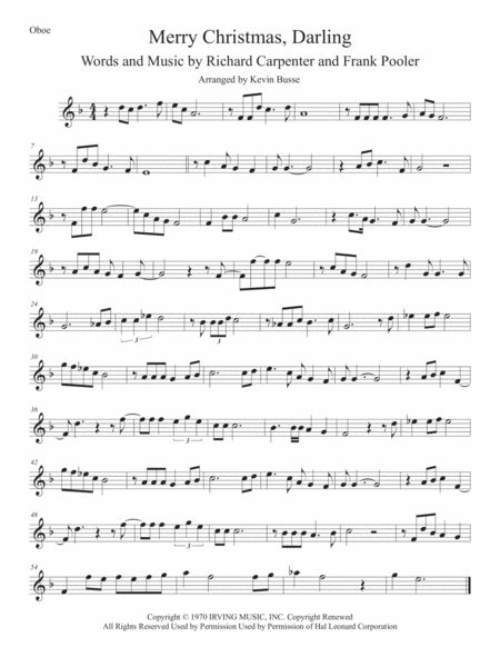 Merry Christmas Darling Oboe Sheet Music