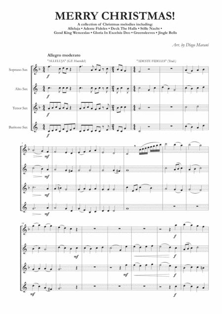 Merry Christmas For Saxophone Quartet Sheet Music