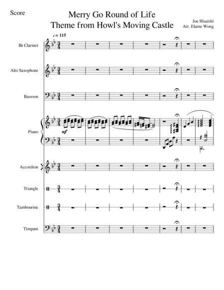 Free Sheet Music Merry Go Round Of Life Theme From Howls Moving Castle