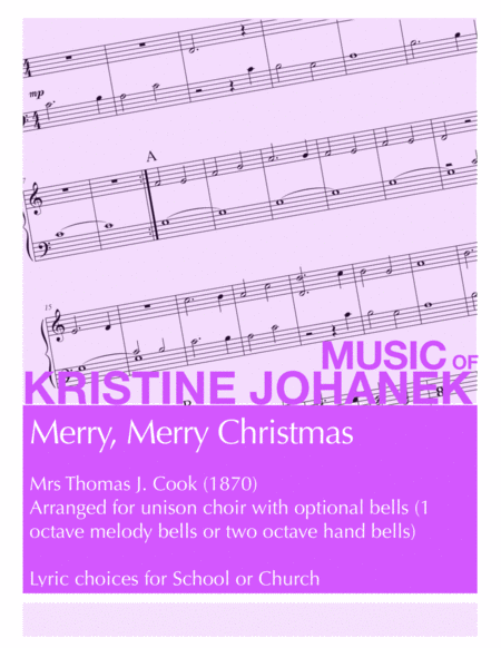 Free Sheet Music Merry Merry Christmas Unison Choir With Optional Bells